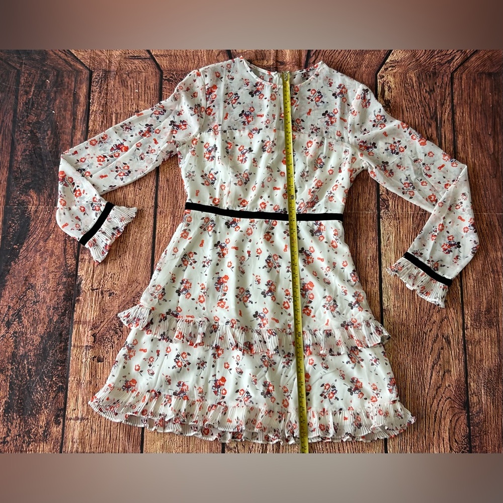 LuLus White Floral Print Long Sleeve Mini Dress Women’s Size Small‎ - Picture 7 of 15